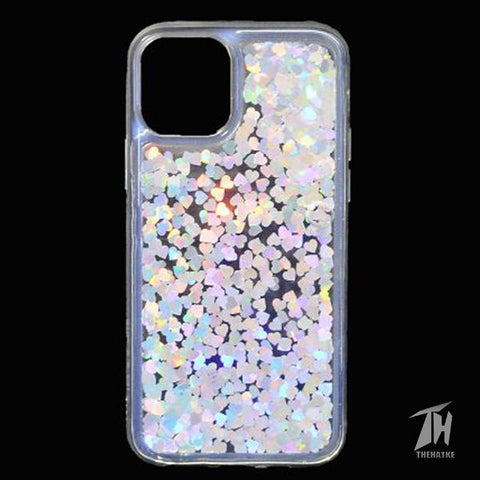 Grey Glitter Heart Case For Apple iphone 11
