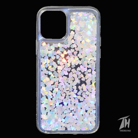 Grey Glitter Heart Case For Apple iphone 11 pro