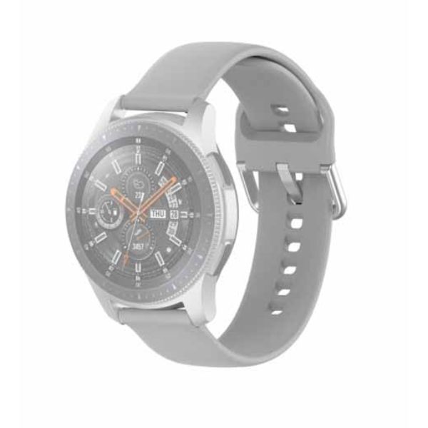 Grey Plain Silicone Strap With Stainless steel Buckle For Smart Watch (20mm) - The Hatke