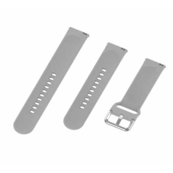 Grey Plain Silicone Strap With Stainless steel Buckle For Smart Watch (20mm) - The Hatke