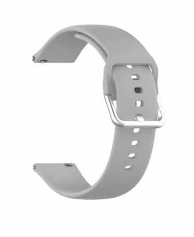 Grey Plain Silicone Strap With Stainless steel Buckle For Smart Watch (22mm) - The Hatke