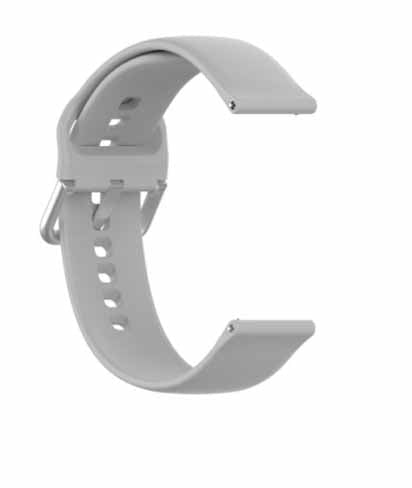 Grey Plain Silicone Strap With Stainless steel Buckle For Smart Watch (22mm) - The Hatke