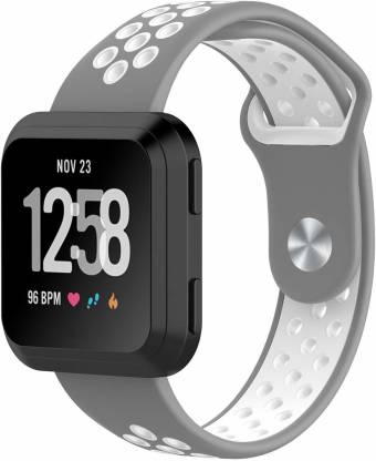 Grey White Dotted Silicone Strap For Smart Watch (20mm) - The Hatke