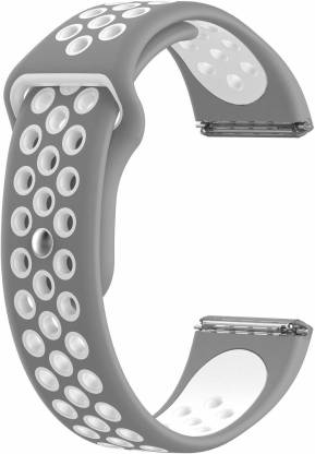 Grey White Dotted Silicone Strap For Smart Watch (20mm) - The Hatke