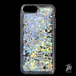 Grey Glitter Heart Case For Apple iphone 7 plus