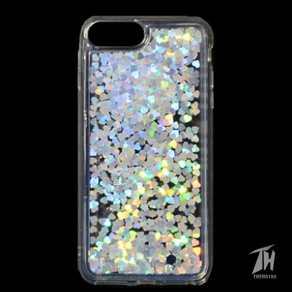 Grey Glitter Heart Case For Apple iphone 8 plus