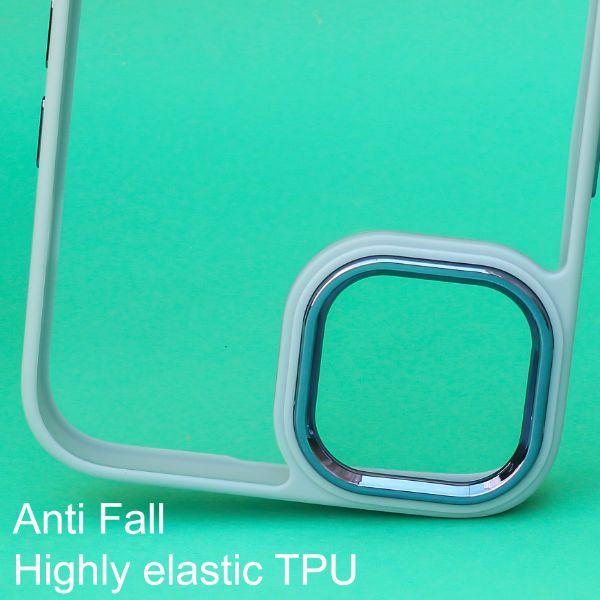 Lavender Blue Metal Protection Transparent Case for Apple iphone 13 Pro Max - The Hatke