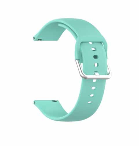 Light Green Plain Silicone Strap With Stainless steel Buckle For Smart Watch (22mm) - The Hatke
