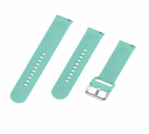 Light Green Plain Silicone Strap With Stainless steel Buckle For Smart Watch (22mm) - The Hatke