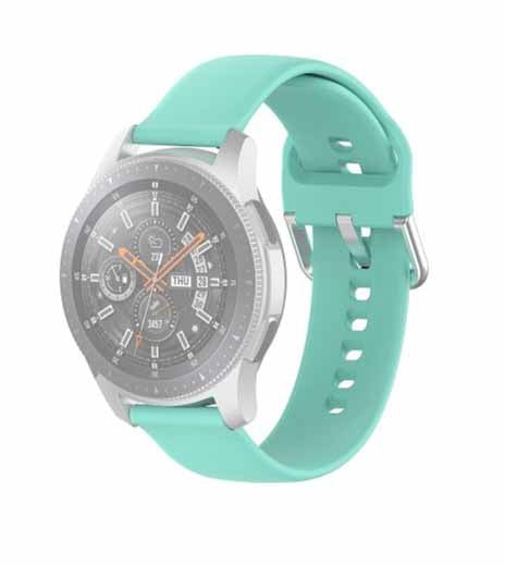 Light Green Plain Silicone Strap With Stainless steel Buckle For Smart Watch (22mm) - The Hatke