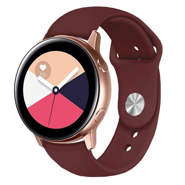 Maroon Plain Silicone Strap For Smart Watch (20mm) - The Hatke