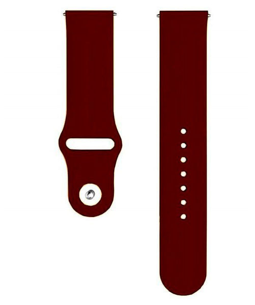 Maroon Plain Silicone Strap For Smart Watch (20mm) - The Hatke