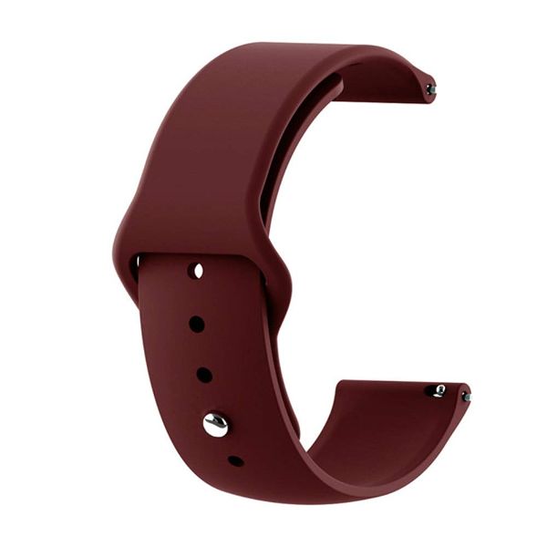 Maroon Plain Silicone Strap For Smart Watch (20mm) - The Hatke