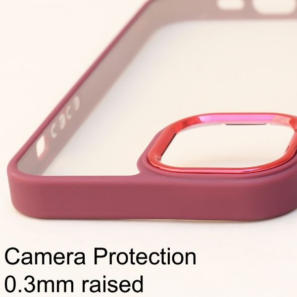 Mehroon Metal Safe Transparent Case for Apple iphone 13 - The Hatke