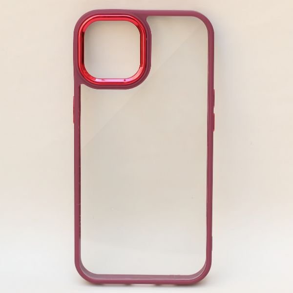 Mehroon Metal Safe Transparent Case for Apple iphone 13 - The Hatke