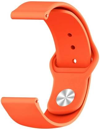 Orange Plain Silicone Strap For Smart Watch (20mm) - The Hatke