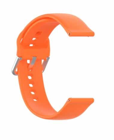 Orange Plain Silicone Strap With Stainless steel Buckle For Smart Watch (22mm) - The Hatke