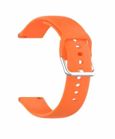 Orange Plain Silicone Strap With Stainless steel Buckle For Smart Watch (22mm) - The Hatke