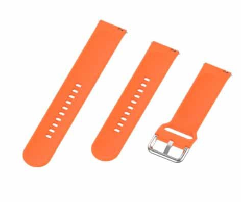 Orange Plain Silicone Strap With Stainless steel Buckle For Smart Watch (22mm) - The Hatke