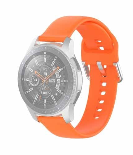 Orange Plain Silicone Strap With Stainless steel Buckle For Smart Watch (22mm) - The Hatke