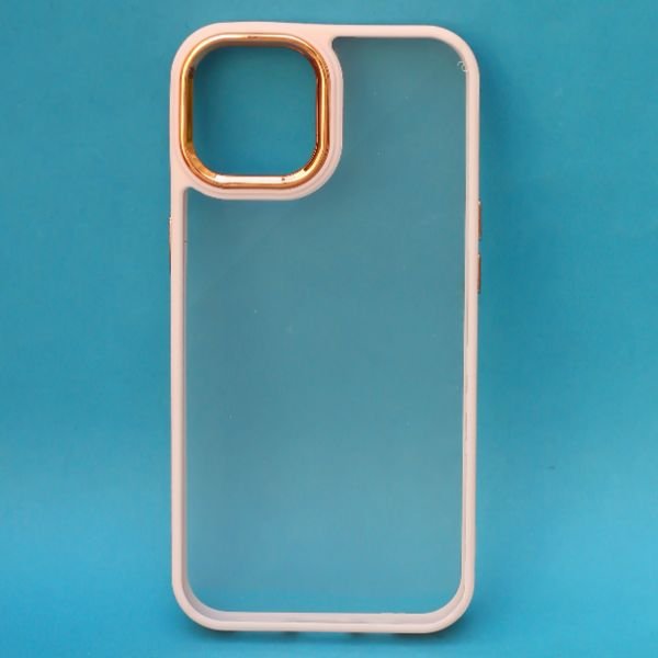 Peach Metal Safe Transparent Case for Apple iphone 12 - The Hatke