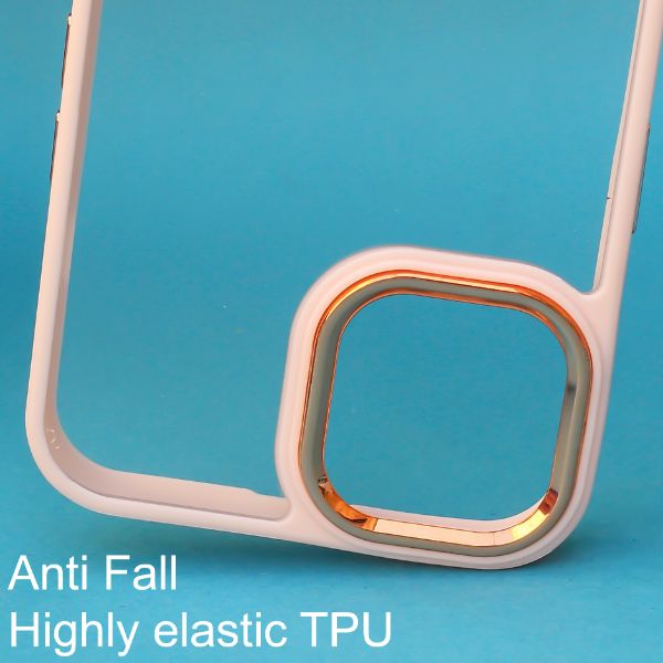 Peach Metal Safe Transparent Case for Apple iphone 12 - The Hatke