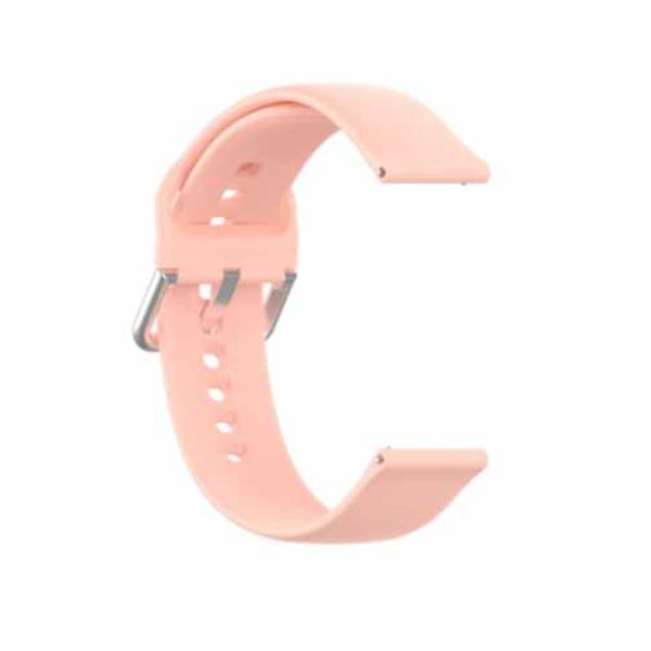 Peach Plain Silicone Strap With Stainless steel Buckle For Smart Watch (20mm) - The Hatke