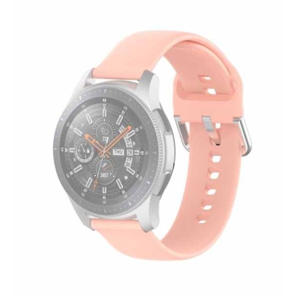 Peach Plain Silicone Strap With Stainless steel Buckle For Smart Watch (20mm) - The Hatke