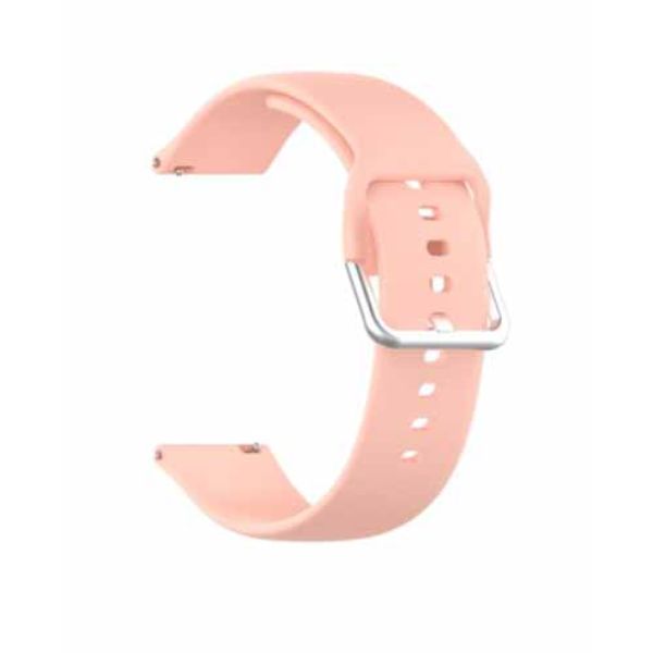 Peach Plain Silicone Strap With Stainless steel Buckle For Smart Watch (20mm) - The Hatke