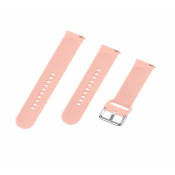 Peach Plain Silicone Strap With Stainless steel Buckle For Smart Watch (20mm) - The Hatke