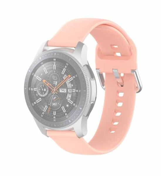 Peach Plain Silicone Strap With Stainless steel Buckle For Smart Watch (22mm) - The Hatke