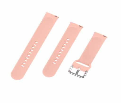 Peach Plain Silicone Strap With Stainless steel Buckle For Smart Watch (22mm) - The Hatke