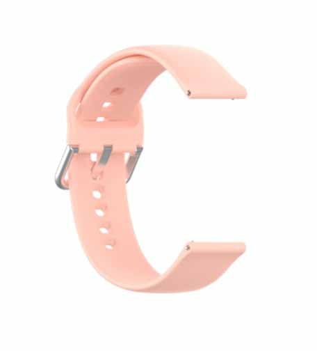 Peach Plain Silicone Strap With Stainless steel Buckle For Smart Watch (22mm) - The Hatke
