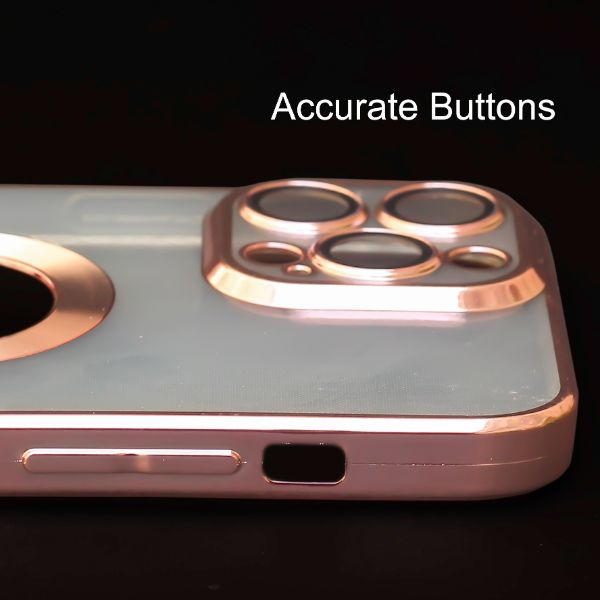 Pink 6D Chrome Logo Cut Transparent Case for Apple iphone 13 Pro Max - The Hatke