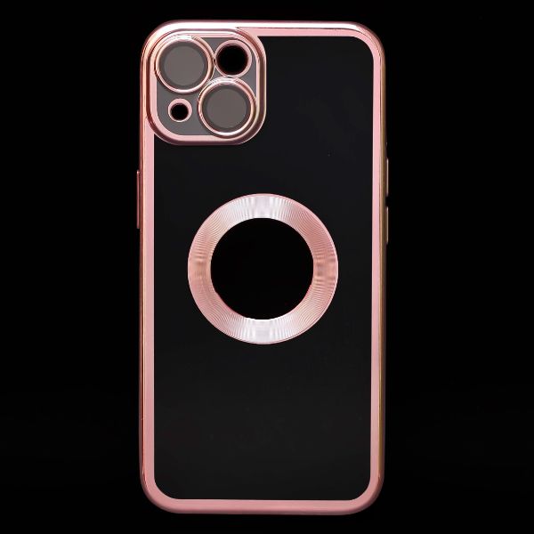 Pink 6D Chrome Logo Cut Transparent Case for Apple iphone 14 Plus - The Hatke