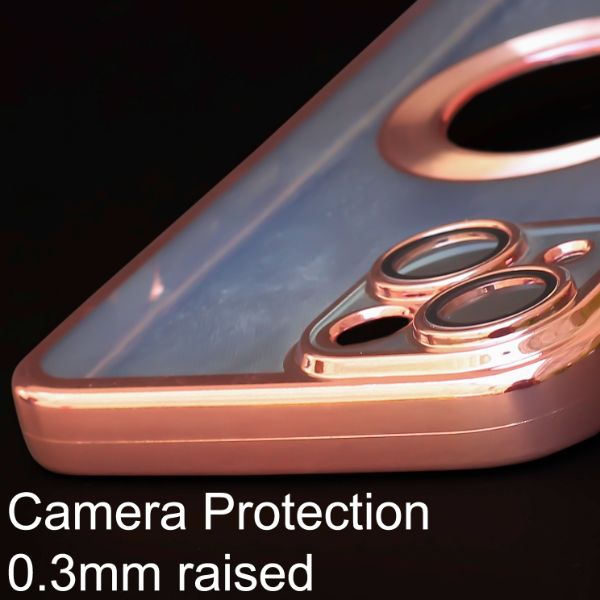 Pink 6D Chrome Logo Cut Transparent Case for Apple iphone 14 Plus - The Hatke