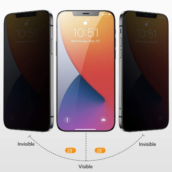 Privacy Glass Screen Protector for Apple Iphone 12 - The Hatke