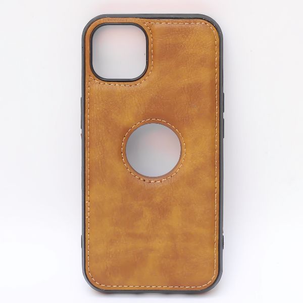 Puloka Brown Logo cut Leather silicone case for Apple iPhone 11 - The Hatke