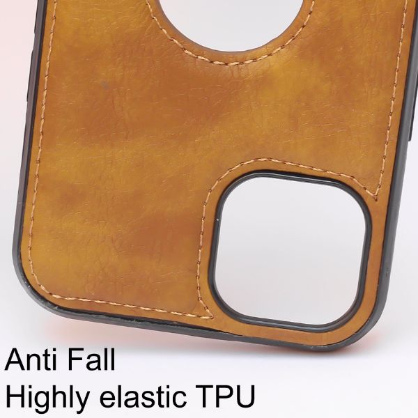 Puloka Brown Logo cut Leather silicone case for Apple iPhone 11 - The Hatke