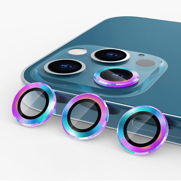 Rainbow Metallic camera ring lens guard for Apple iphone 13 Pro - The Hatke