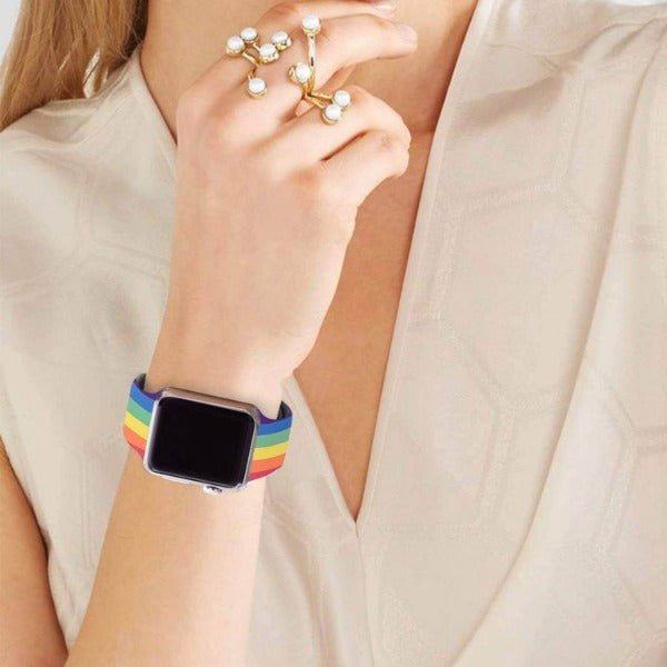 Rainbow Plain Silicone Strap For Apple Iwatch (22mm) - The Hatke