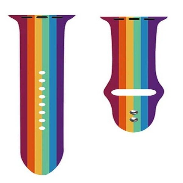 Rainbow Plain Silicone Strap For Apple Iwatch (22mm) - The Hatke