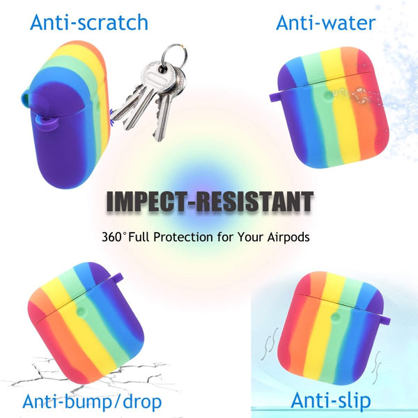 Rainbow Silicone Case For Apple Airpods 1/2 - The Hatke
