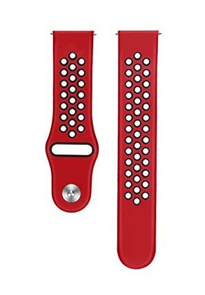Red Black Dotted Silicone Strap For Smart Watch (20mm) - The Hatke