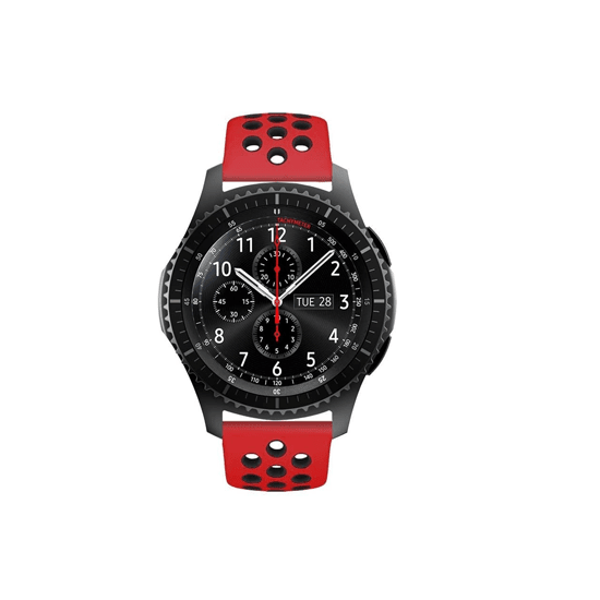 Red Black Dotted Silicone Strap For Smart Watch (20mm) - The Hatke