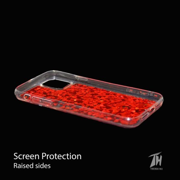 Red Glitter Heart Case For Apple iphone 11 pro - The Hatke