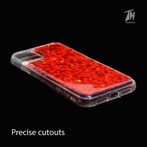 Red Glitter Heart Case For Apple iphone 11 pro - The Hatke