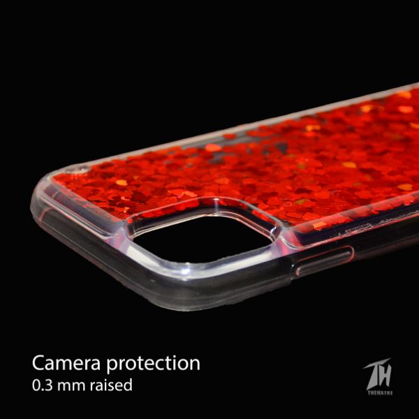 Red Glitter Heart Case For Apple iphone 11 pro - The Hatke
