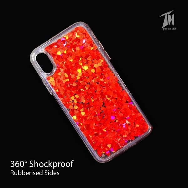 Red Glitter Heart Case For Apple iphone X/xs - The Hatke