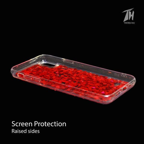 Red Glitter Heart Case For Apple iphone X/xs - The Hatke